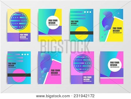 Trendy Colorful Geometric Cover Set. Abstract Design. Geometric Vector Template