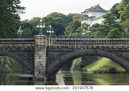 Imperial Palace With Nijubashi Bridge In Tokyo, Japan