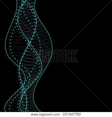 Shiny Abstract Futuristic Hi-tech Dotted Line Waves Background. Vector Design