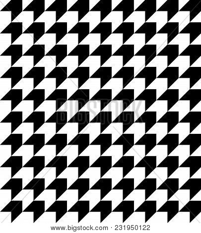 Abstract Geometric Background. Black And White Houndstooth Pattern Vector. Classical Checkered Texti