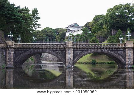 Imperial Palace With Nijubashi Bridge In Tokyo, Japan