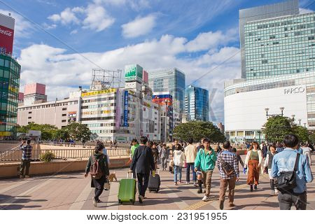 Sendai, Japan - October 10: Sendai Railway Station A Big Station Many People Come To Sendai For Shop