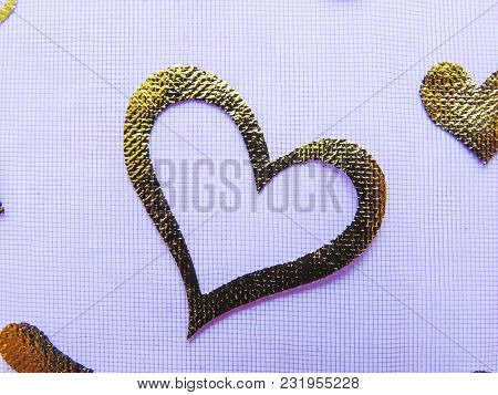 A Beautiful Big Golden Heart Close-up. Background Image