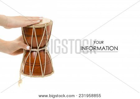 The Little Drum In Hand Pattern On White Background Isolation