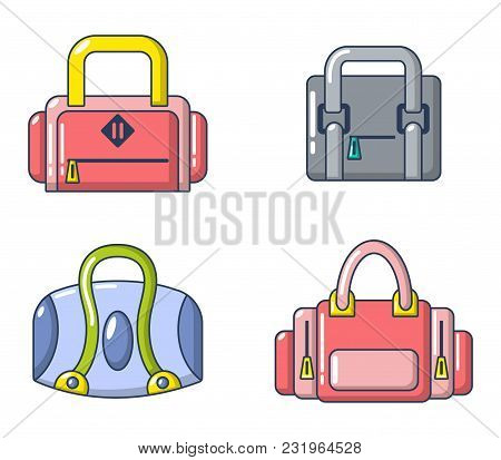 Sport Bag Icon Set. Cartoon Set Of Sport Bag Vector Icons For Web Design Isolated On White Backgroun