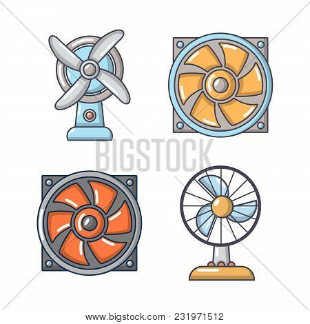 Fan Icon Set. Cartoon Set Of Fan Vector Icons For Web Design Isolated On White Background