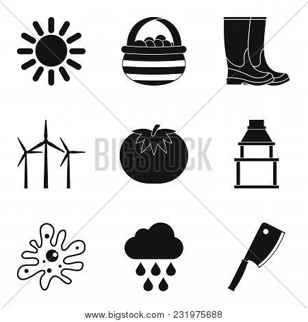 Green Produce Icons Set. Simple Set Of 9 Green Produce Vector Icons For Web Isolated On White Backgr