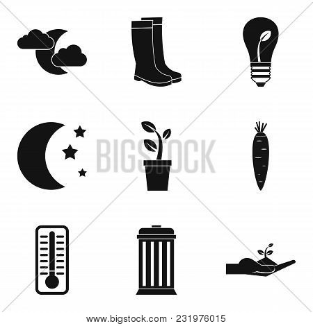 Greenery Icons Set. Simple Set Of 9 Greenery Vector Icons For Web Isolated On White Background