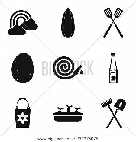 Green Area Icons Set. Simple Set Of 9 Green Area Vector Icons For Web Isolated On White Background