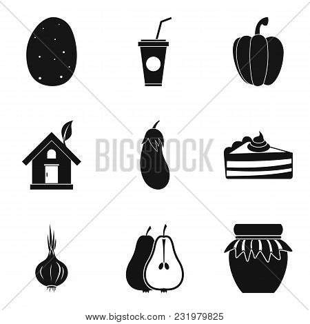Vegetarian Dessert Icons Set. Simple Set Of 9 Vegetarian Dessert Vector Icons For Web Isolated On Wh