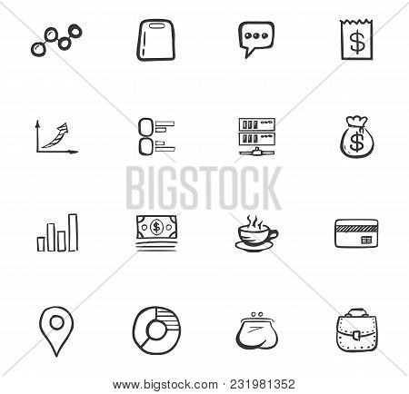 Doodle Business Icons Set For Website Design