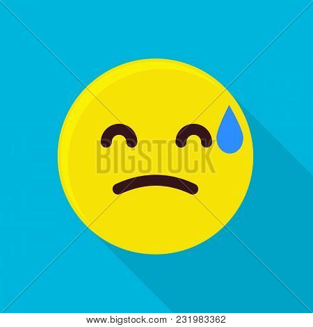 Sweaty Emoticon Icon. Flat Illustration Of Sweaty Emoticon Vector Icon For Web