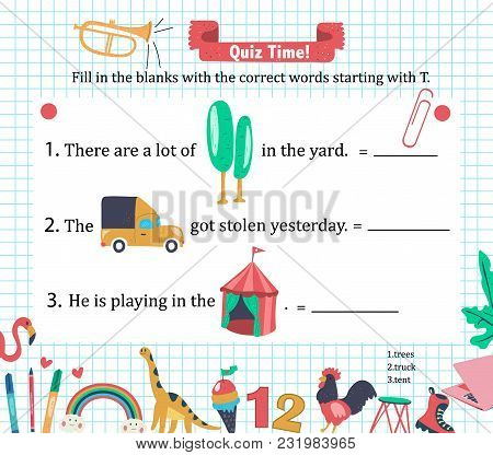 Doodle A-z Alphabet Exercise For Kids: Writing Letter T Vocabulary Puzzle With Trees, Truck, And Ten