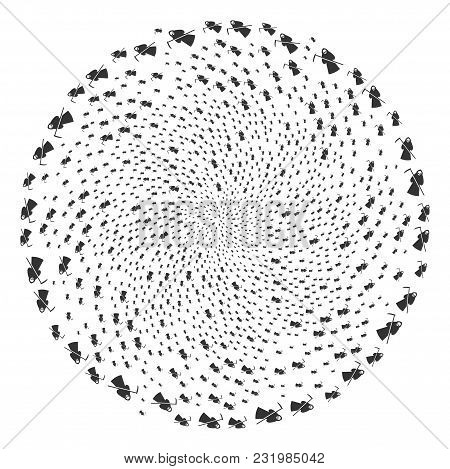 Death Scytheman Swirl Motion. Element Twirl Created From Scatter Death Scytheman Items. Vector Illus