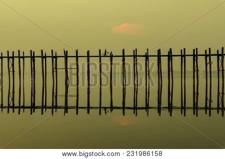 Ubein Bridge At The Morning Time, Mandalay, Myanmar