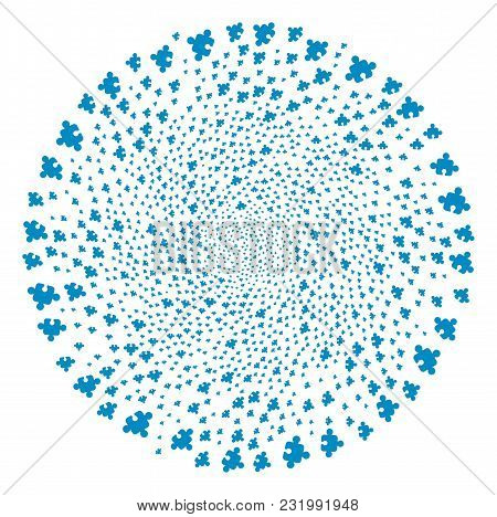 Component Spiral Explosion. Element Cluster Designed From Scattered Component Symbols. Vector Illust