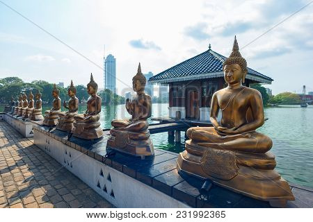 Colombo, Sri Lanka - March 24, 2016: Buddha Statues At Seema Malaka Temple In Colombo, Sri Lanka.