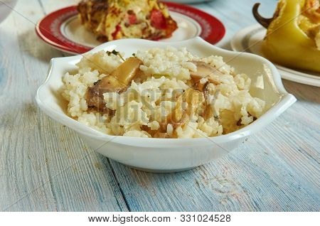 This Vegetarian Mushroom  Spinach Feta Risotto Close Up