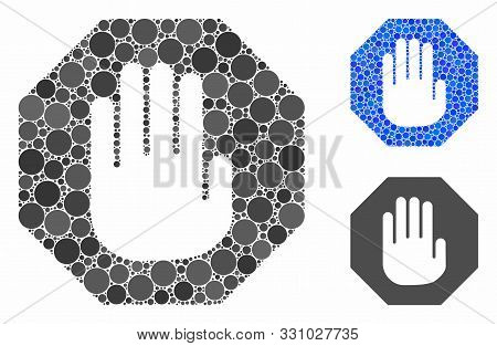 Terminate Composition Of Circle Elements In Variable Sizes And Color Hues, Based On Terminate Icon. 