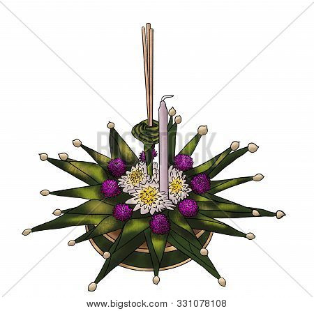 Flower Decoration In Loy Krathong Festivel Isolated On White