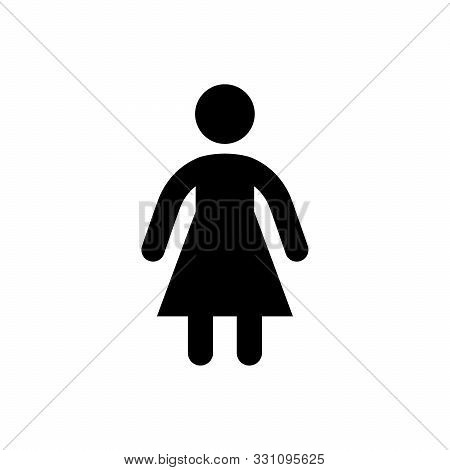 Woman Glyph Icon And Female Symbol Isolated On White. Lady, Toiler Sign, Gender, User, Person Silhou