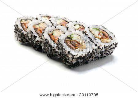 Suchi rollt isolierten auf weiÃŸen Hintergrund