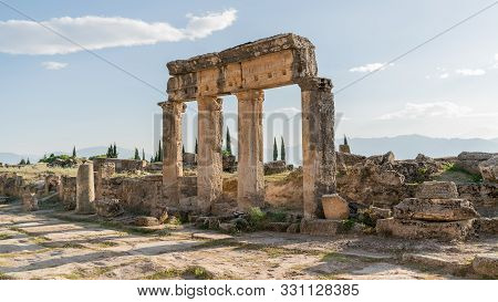 Denizli, Turkey - October 2019: The Ruins Of The Ancient City Of Hierapolis In Pamukkale, Denizli, T