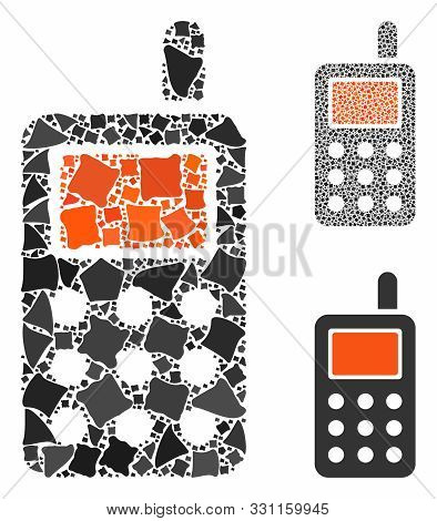 Cell Phone Composition Of Ragged Items In Different Sizes And Shades, Based On Cell Phone Icon. Vect