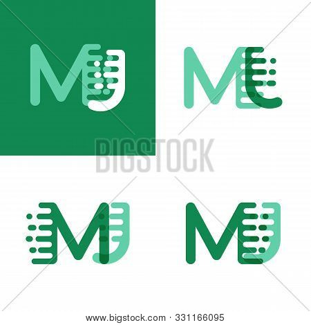 Mj Letters Logo With Accent Speed In Light Green And Dark Green