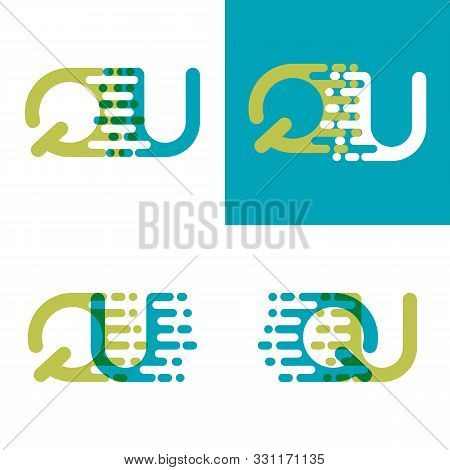 Qu Letters Logo With Accent Speed In Blue And Light Green