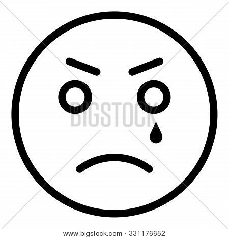 Crying Emoji Icon. Outline Crying Emoji Vector Icon For Web Design Isolated On White Background