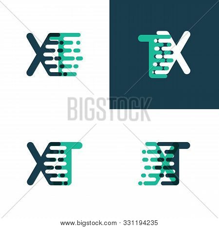 Xt Letters Logo With Accent Speed Green And Blue