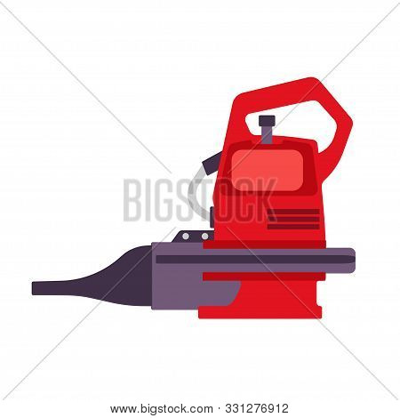 Red Leaf Blower Vector Icon Illustration Isolated White Equipment Design Symbol. Garden Element Art 