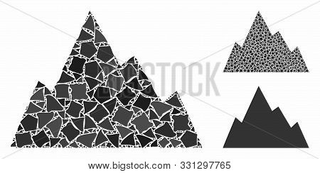Rock Mountain Mosaic Of Humpy Pieces In Different Sizes And Color Hues, Based On Rock Mountain Icon.