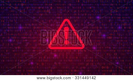 Abstract Technology Binary Code Dark Red Background. Cyber Alert