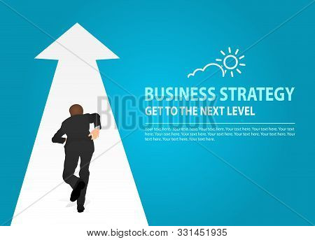 Vector Illustration Of A Person That Is Running On A Arrow In Modern Style. Concept Of Business Stra