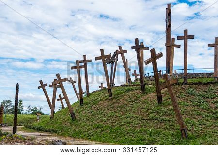 Muhi, Hungary - August 08, 2019: The Battle Of Mohi National Memorial In Muhi, Hungary