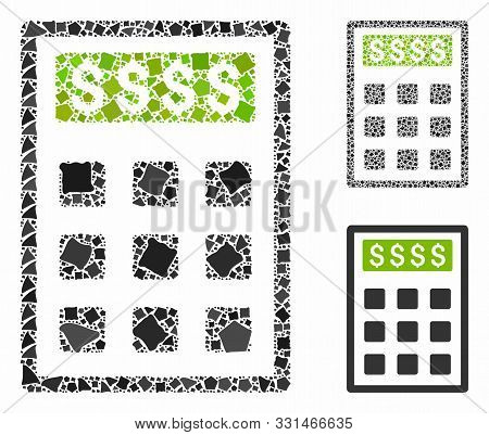 Book-keeping Calculator Composition Of Bumpy Pieces In Variable Sizes And Color Hues, Based On Book-