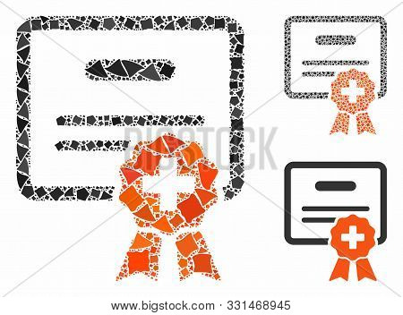 Medical Certification Composition Of Inequal Parts In Different Sizes And Color Tinges, Based On Med