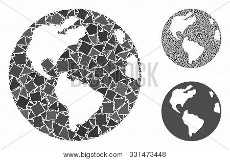Earth Composition Of Tremulant Elements In Various Sizes And Color Tones, Based On Earth Icon. Vecto