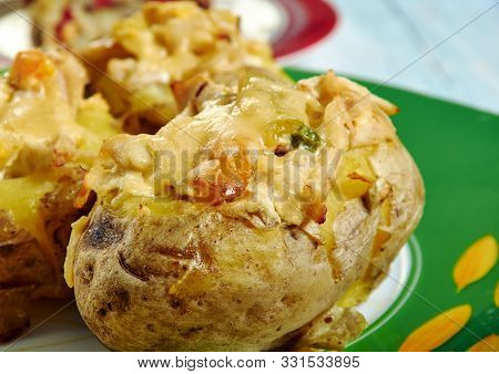 Papas Rellenas De Pollo Con Rajas, Baked Chicken Potato Stuffed