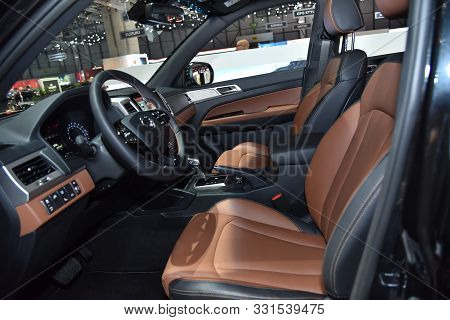 Geneva, Switzerland - March 06, 2019: Ssang Yong Grand Musso At 89Th Gims