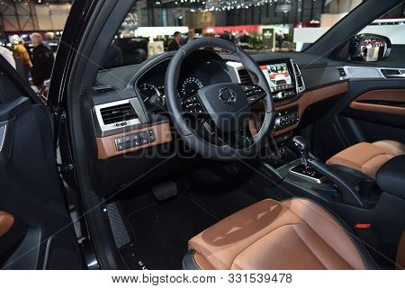 Geneva, Switzerland - March 06, 2019: Ssang Yong Grand Musso At 89Th Gims