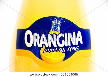 Geneva/ Switzerland - 16.07.18 : Bottle Orangina Orange Soda