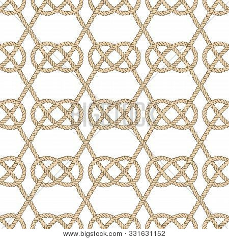 Seamless Nautical Rope Pattern. Carrick Bend Knot