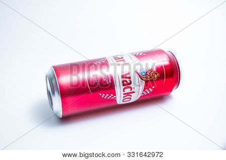 Geneva/switzerland - 03.03.2019 :  Beer Can Of Karlovacko Croatian  Croatia