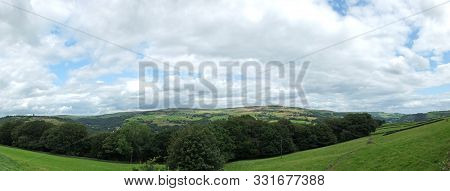 A Wide Panoramic View Of The Calder Valley With The Village Of Heptonstall And The Towns Of Hebden B