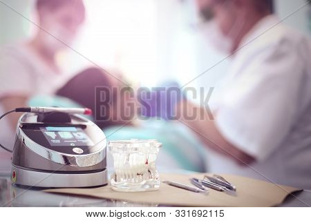 Dental Equipment Tools Dentist Medicine On Desk