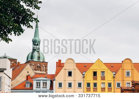 Traditional Houses With Gable In The Old Town Of Stralsund