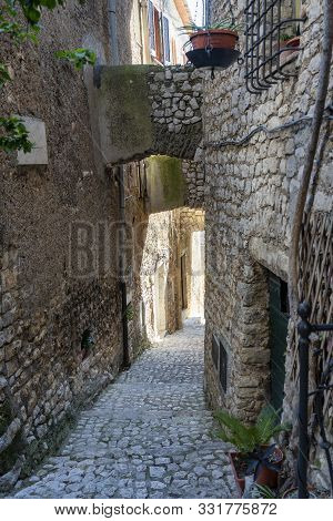Sermoneta, Latina, Lazio, Italy: Typical Street Of The Historic Town.